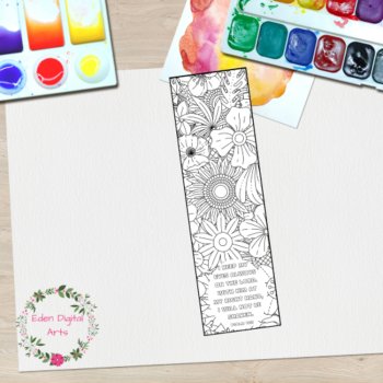 Floral Encouraging Psalms Bible Verse Coloring Bookmarks Scripture Calming Craft, image 4