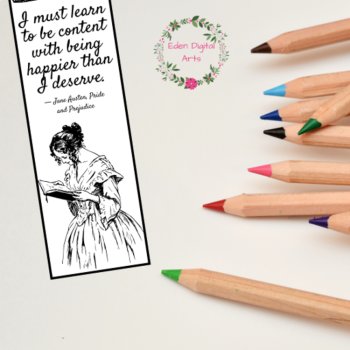 Jane Austen Quotes Coloring Bookmarks Novel Book Club Craft Literary DIY Gift, image 2