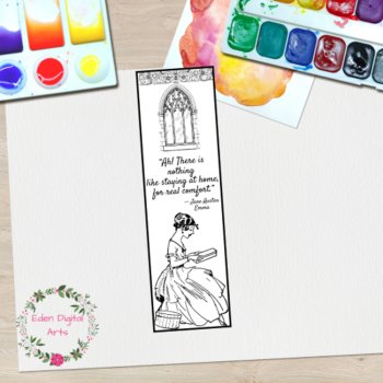 Jane Austen Quotes Coloring Bookmarks Novel Book Club Craft Literary DIY Gift, image 3