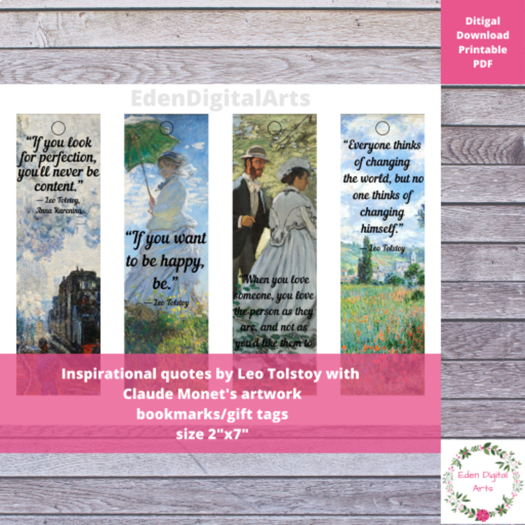 Leo Tolstoy Quotes Bookmarks Russian Classic Monet Artworks