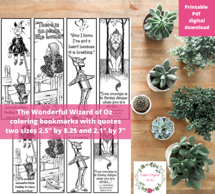 Wizard of Oz Quotes Coloring Bookmarks Literary Classroom Relaxing Activity Page