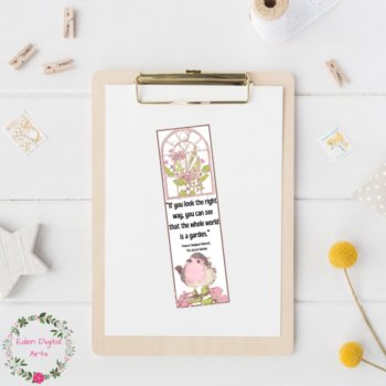 Secret Garden Bookmarks F Hodgson Burnett Quotes Literary Book Club Gift Tags, image 3