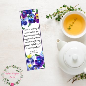 Jane Austen Quotes Bookmarks English Novel Literature Appreciation Pansy Flowers, image 2