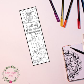 Worship Psalms Bible Verse Coloring Bookmarks Cards Birds Sing Scripture, image 2