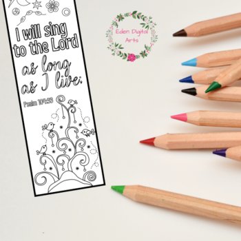 Worship Psalms Bible Verse Coloring Bookmarks Cards Birds Sing Scripture, image 3