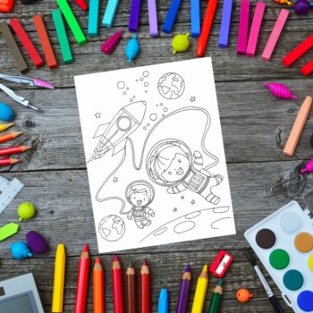 Cute & Fun Space Astronauts 20 Coloring Pages Posters NASA Facts Astronomy Calm, image 3