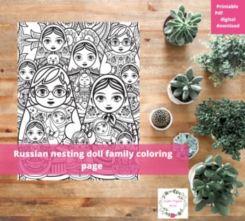 Russian Nesting Dolls Family Coloring Page Cultural Relaxing Activity, image 2