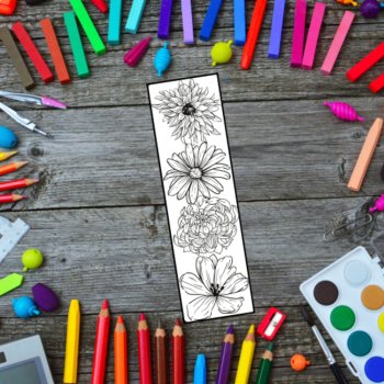Floral Botanical Coloring Bookmarks Flowers Butterflies Relaxing Activity, image 3