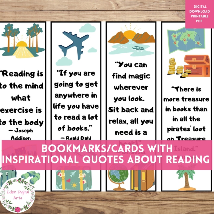 Bookmarks with Quotes To Encourage Reading Adventures Student Gift Tags Rewards