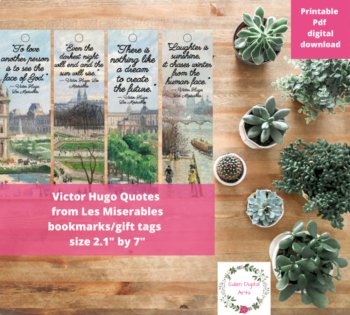Victor Hugo Literary Inspirational Quotes Bookmarks Painted Paris Artworks, image 2