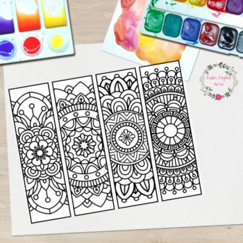 Mandala Coloring Bookmarks Relaxing Calming Activity Page Fun Downtime, image 3