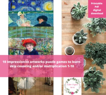 Famous Works of Art Puzzles Skip Counting Multiplication & Artist Study, image 3