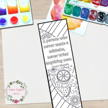 Albert Einstein Inspirational Quotes Coloring Bookmarks Fast Finisher Craft Gift, image 3