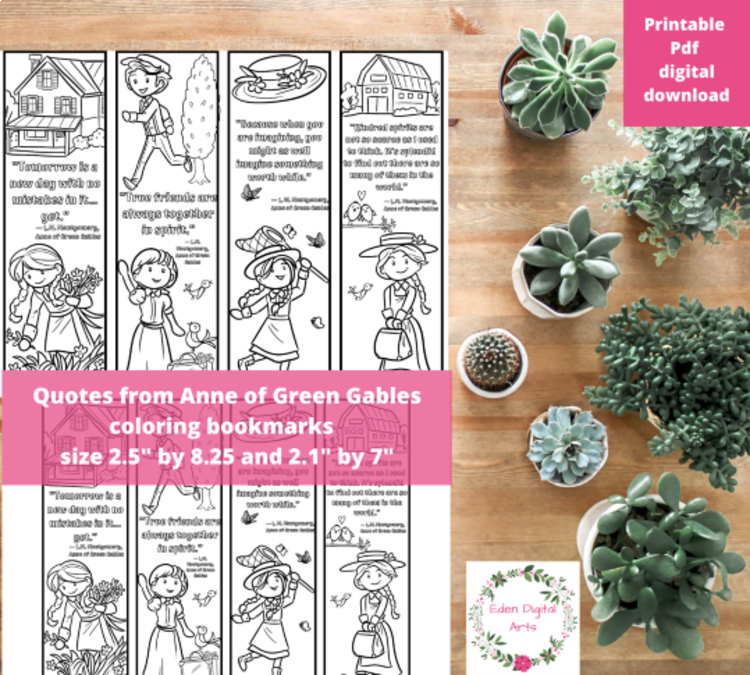 Coloring Bookmarks Quotes From Anne of Green Gables Literary Activity Page PDF