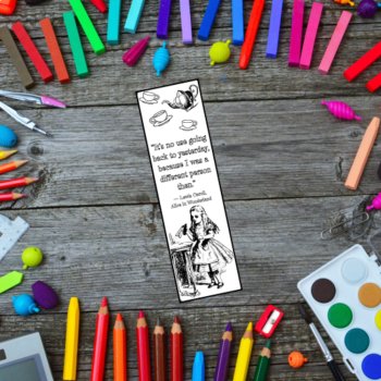 Alice's Adventures in Wonderland Coloring Bookmarks Lewis Carroll Quotes, image 3