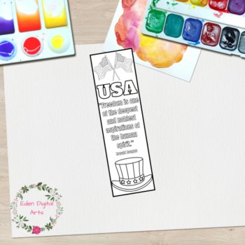 American Patriotic Quotes Coloring Bookmarks USA Presidents Day Independence, image 2