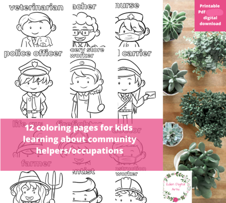 Cute Kawaii Community Helpers Coloring Pages, Jobs Activity Careers Occupations
