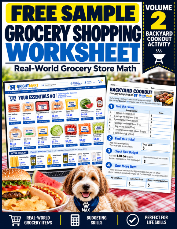 FREE Grocery Shopping Worksheet | Grocery Store Math | Budgeting | Consumer Math
