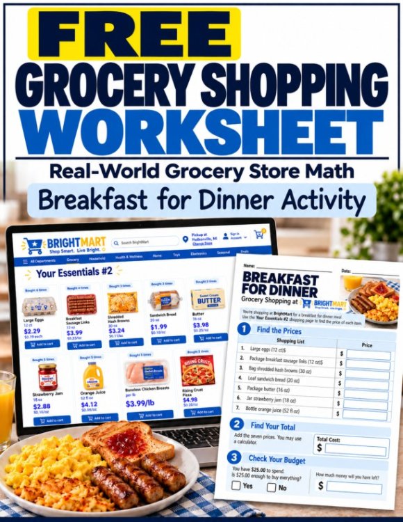 FREE Grocery Shopping Worksheet | Grocery Store Math | Meal Planning | Consumer