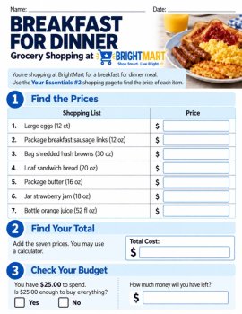 FREE Grocery Shopping Worksheet | Grocery Store Math | Meal Planning | Consumer, image 3