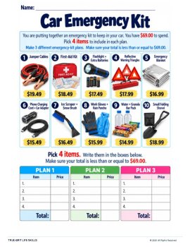 FREE Budgeting Worksheet | Car Emergency Kit | Personal Finance | Consumer Math, image 2