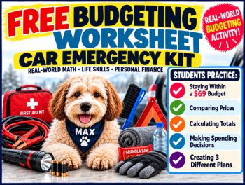 FREE Budgeting Worksheet | Car Emergency Kit | Personal Finance | Consumer Math, image 3