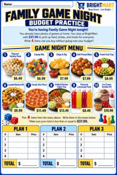 FREE Budgeting Worksheet | Family Game Night | Personal Finance | Consumer Math, image 2