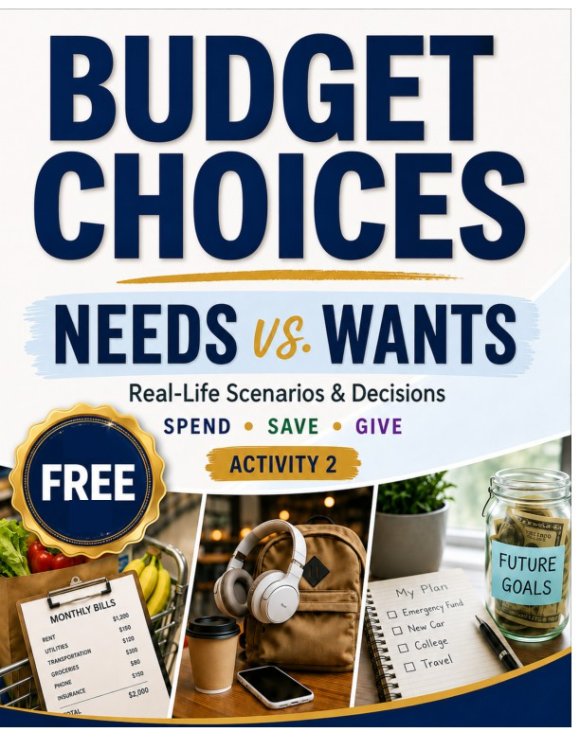 FREE Budgeting Worksheets | Wants vs Needs | Personal Finance | Consumer Math