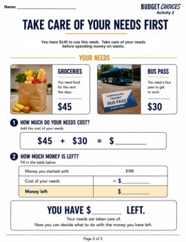 FREE Budgeting Worksheets | Wants vs Needs | Personal Finance | Consumer Math, image 3