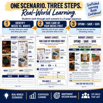 Budgeting Worksheets Bundle | Wants vs Needs | Personal Finance Curriculum, image 4
