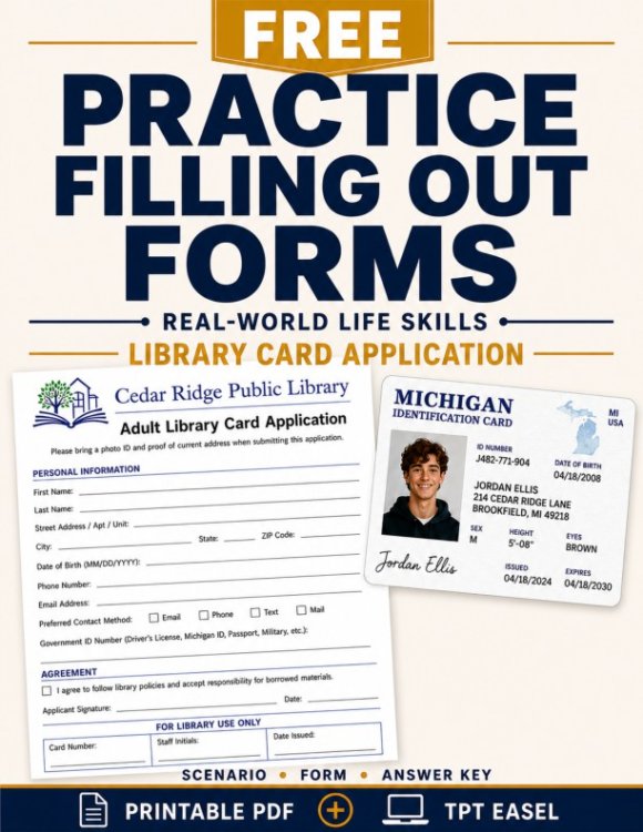 FREE Practice Filling Out Forms | Daily Living Skills | Functional Reading