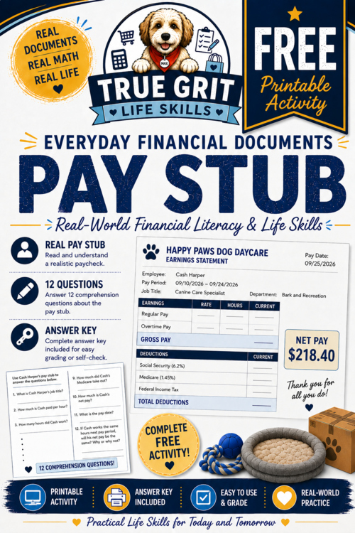 FREE Pay Stub Activity | Personal Finance | Financial Literacy | Consumer Math