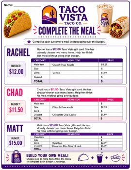 FREE Menu Math & Budgeting Worksheets | Taco Restaurant | Consumer Math, image 4