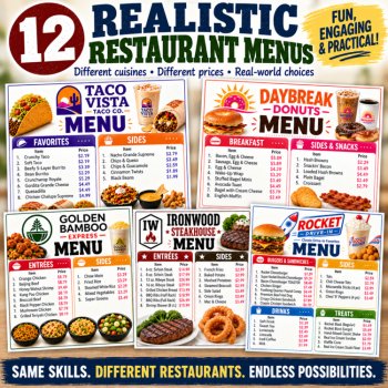 Menu Budgeting Worksheets Bundle | Consumer Math Curriculum | Personal Finance, image 4