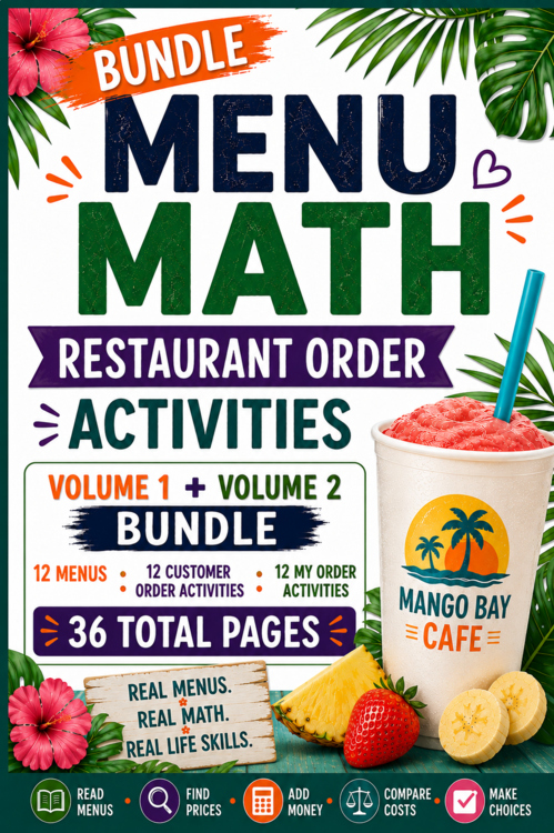 Menu Math Restaurant Ordering | Consumer Math Curriculum | Functional Math