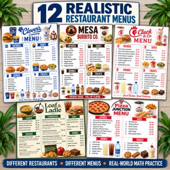 Menu Math Restaurant Ordering | Consumer Math Curriculum | Functional Math, image 2