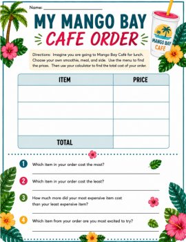 FREE Menu Math Activity | Smoothie Café Menu | Consumer Math | Functional Math, image 4