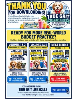 FREE Budgeting Worksheet | Smoothie Café Menu Math | Consumer Math, image 3