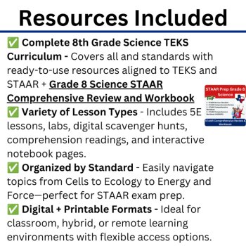 TEKS Science 8th Grade NEW 2024 Curriculum Bundle Full Year | Texas, STAAR, image 3