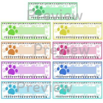 Editable Paw Print Desk Name Tags with Alphabet & Number Line, image 2