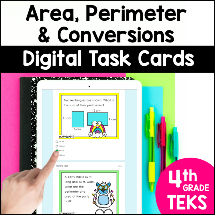 4th Grade Area, Perimeter, Measurement Conversions - Online STAAR Review