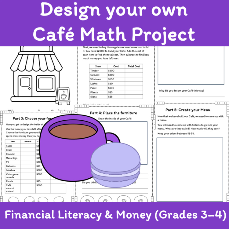 Design Your Own Café – Financial Literacy & Money Math Project (Grades 3–4)