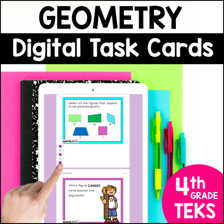 4th Grade Geometry Review Task Cards - Geometry TEKS - Online STAAR Review