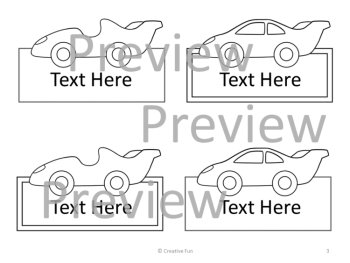 Editable Race Car Student Name Tags Desk Plates Labels Cubby Locker, image 3