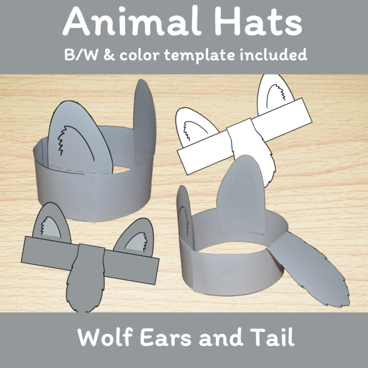 Wolf Ears and Tail Printable Headband 
