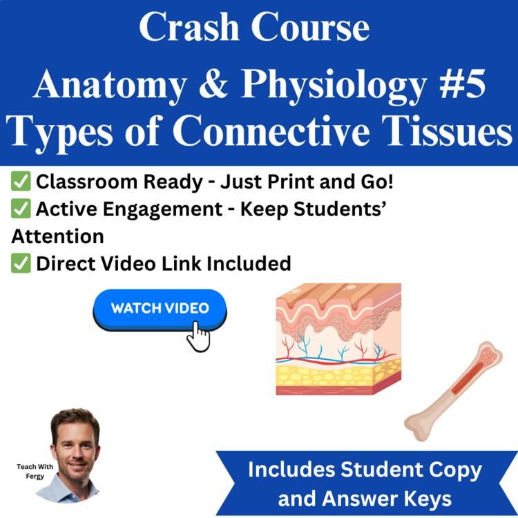 Crash Course ANATOMY & PHYSIOLOGY #5: Types of Connective Tissues | Worksheet