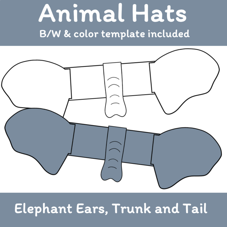Elephant Ears, Trunk and Tail Printable Headband 