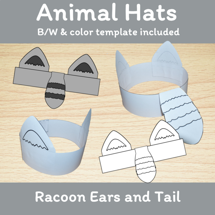 Racoon Ears and Tail Printable Headband 