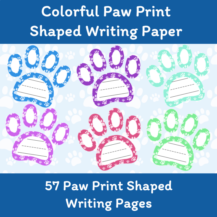 Colorful Paw Print Shaped Writing Paper