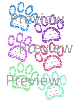 Colorful Paw Print Shaped Writing Paper, image 2